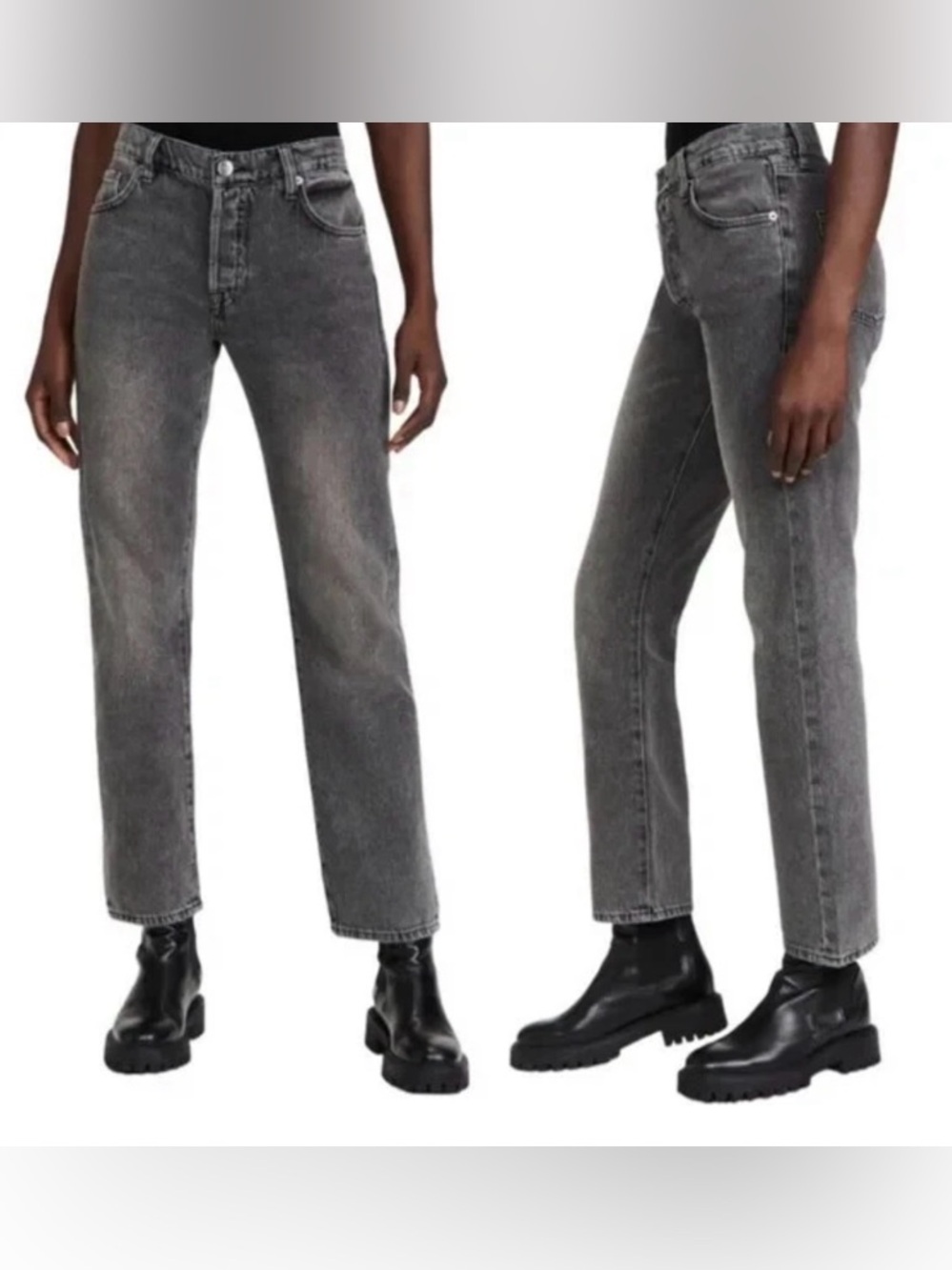 Frame Denim Dark Gray Wash Straight-Leg Jeans